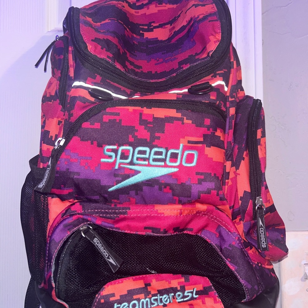 Speedo Camouflage Red and Purple Backpack